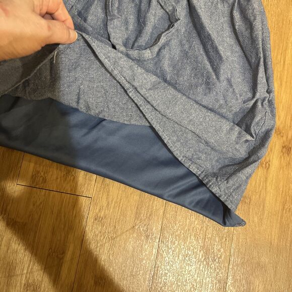 Blue Rain Chambray Mini Skirt tie front elastic Waist made in USA sz M - Picture 2 of 6